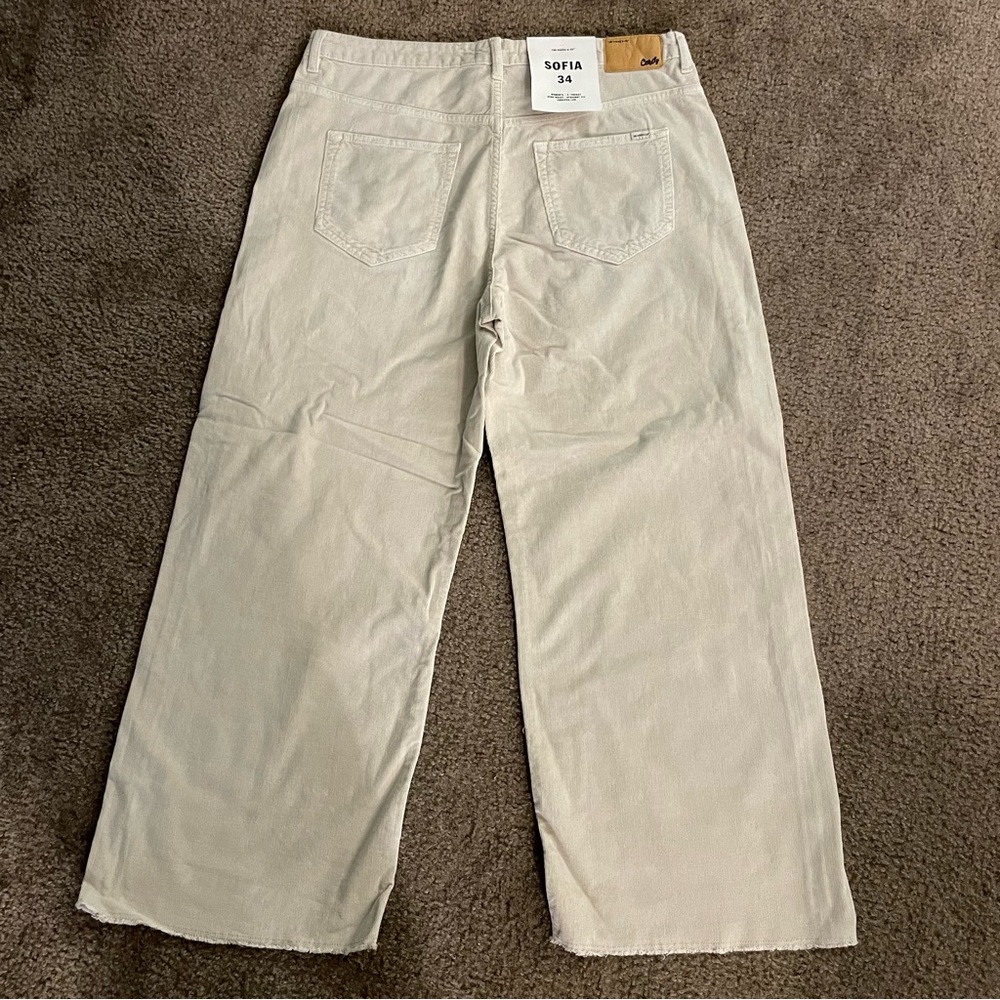 Anthropologie Corduroy Pants High Waist Cropped Straight Leg Size 34 Khaki - Picture 4 of 10